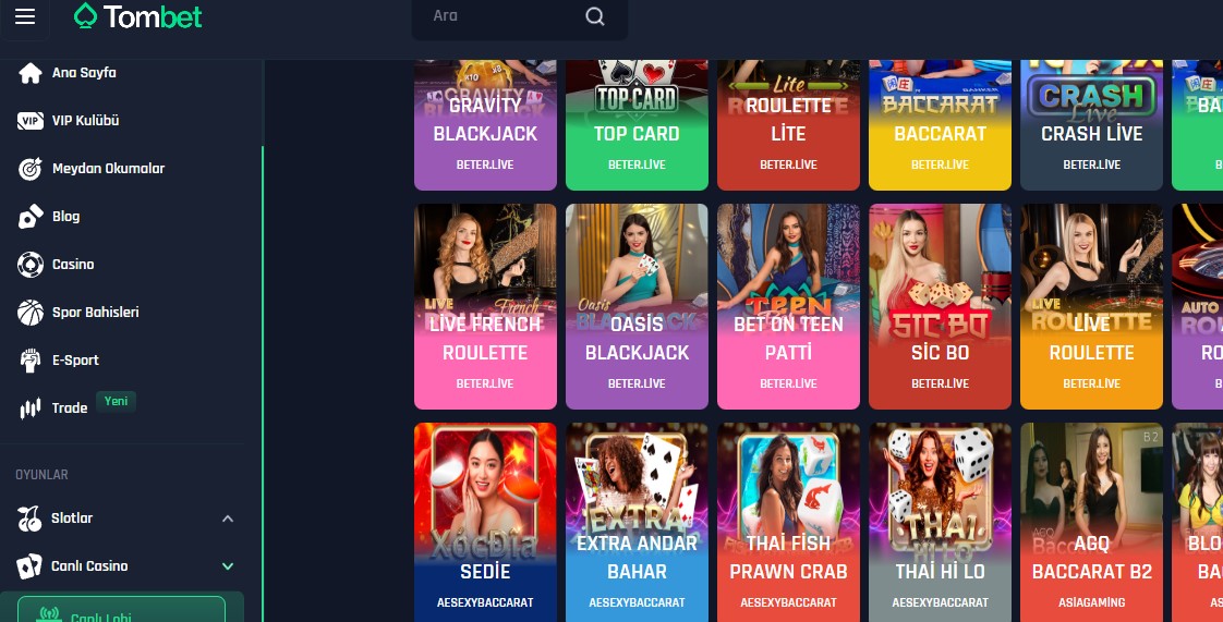 Tombet Giriş Sayfası